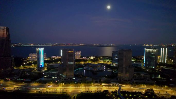 航拍厦门美峰创谷夜景