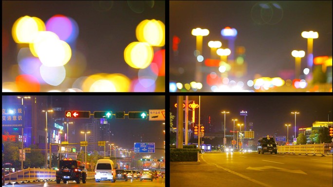 城市夜景 夜晚马路上的车流灯光