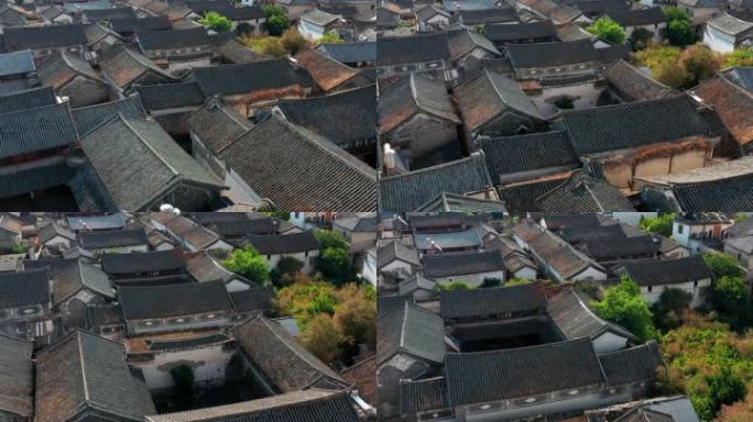 航拍老城区四合院屋顶