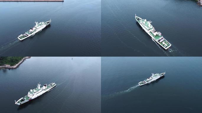 【4K】中国海警渔政执法船出海航拍实拍