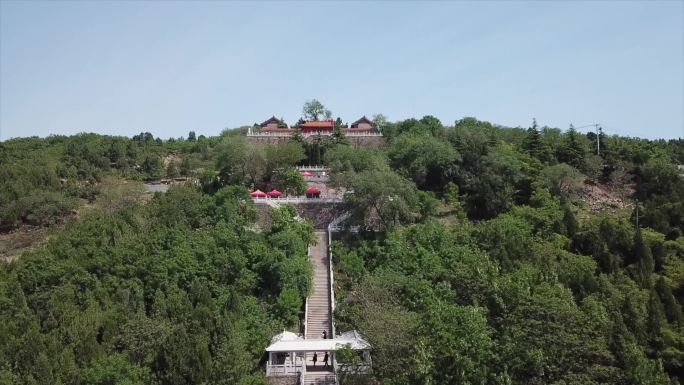 岠山 大山 山路 山中寺庙 航拍C022