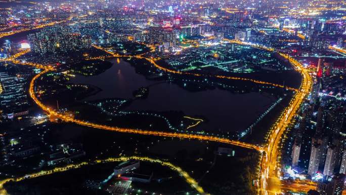 合肥 合肥航拍 经开区 翡翠湖 合肥夜景