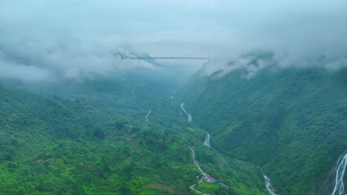 航拍关岭坝陵河大桥