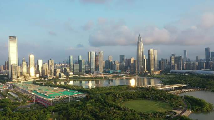 深圳人才公园城市白天景观航拍