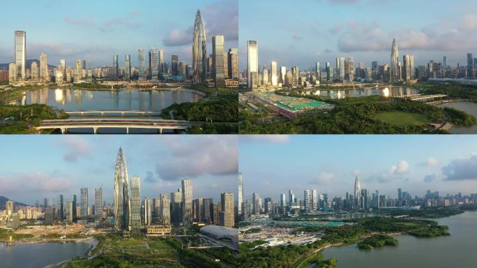 深圳人才公园城市白天景观航拍