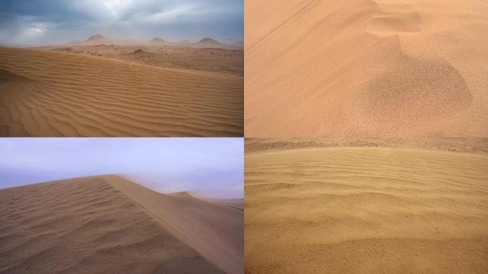 沙漠大风吹起风沙