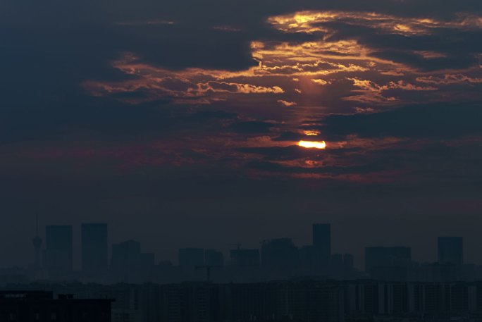 太阳升起 城市日出