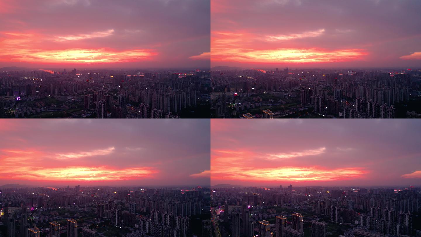 安徽蚌埠城市晚霞航拍4k