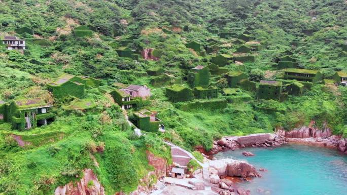 浙江舟山嵊泗列岛绿野仙踪无人村航拍