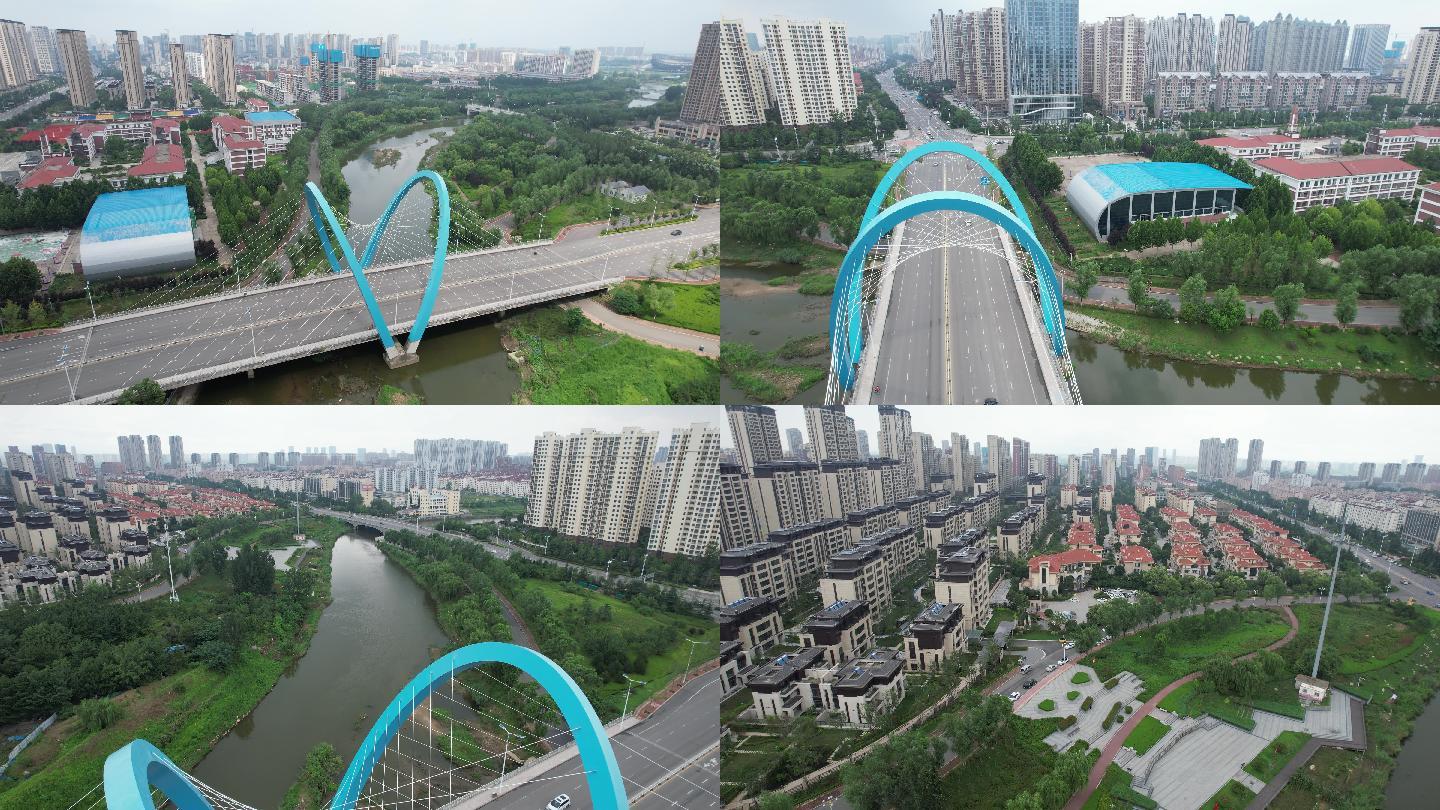 临沂北城南坊沭河路大桥空镜航拍城市宣传片