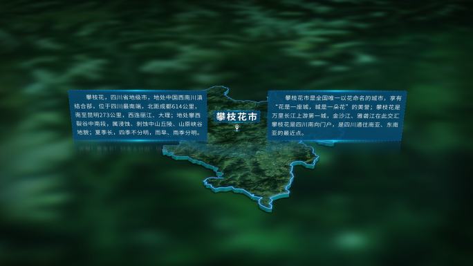 4K三维攀枝花市行政区域地图展示