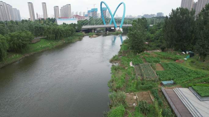 临沂沭河大桥空镜航拍城市宣传片北城新区