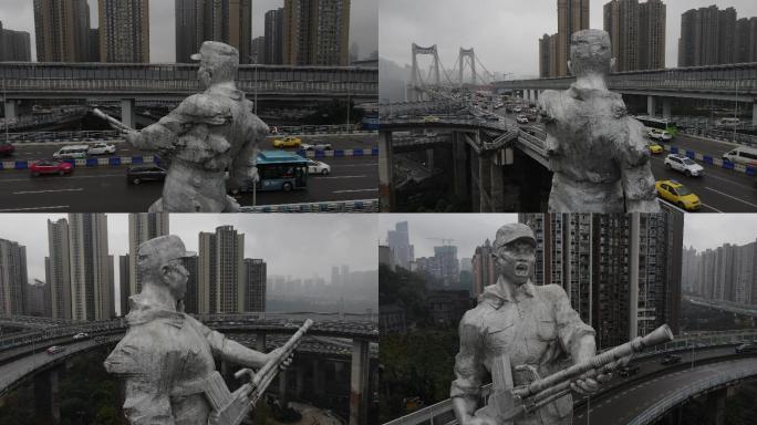 重庆建川博物馆 雕像 抗日 英雄 纪念碑
