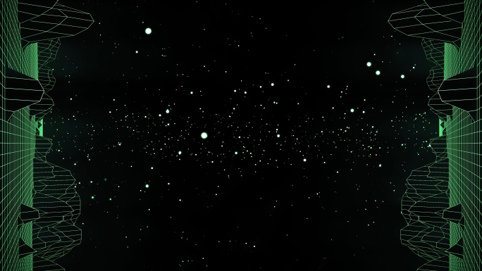 【4K时尚背景】绿色科技星空线条发光空间