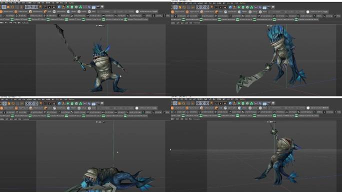 鱼人C4D模型动作工程