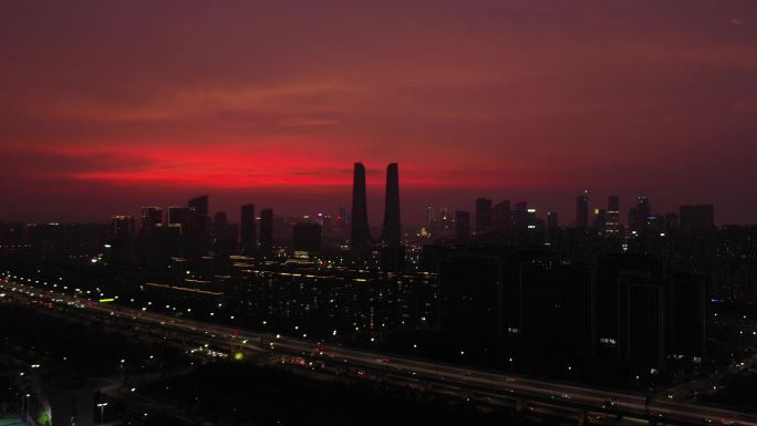 杭州城市黄昏