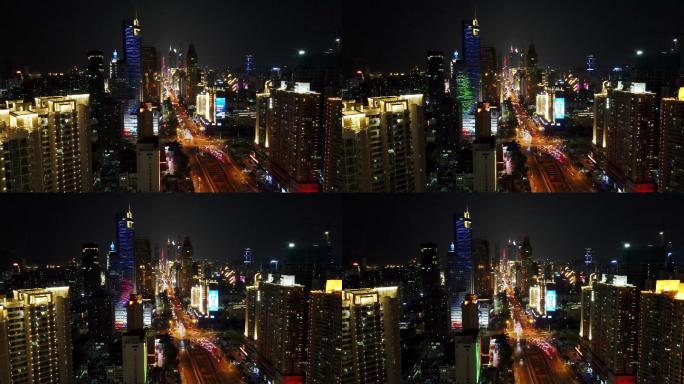 深圳罗湖商圈夜景航拍