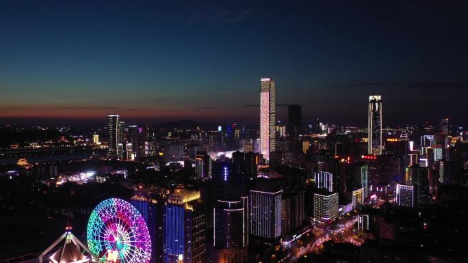 湖南省长沙市夜景航拍