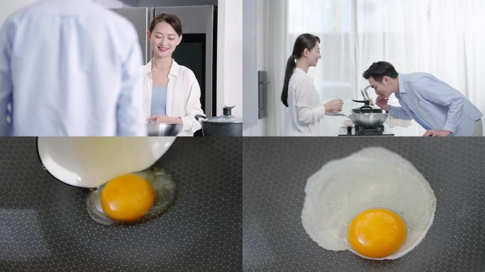 【4K】家庭生活家居温馨做饭煎蛋聚餐吃饭