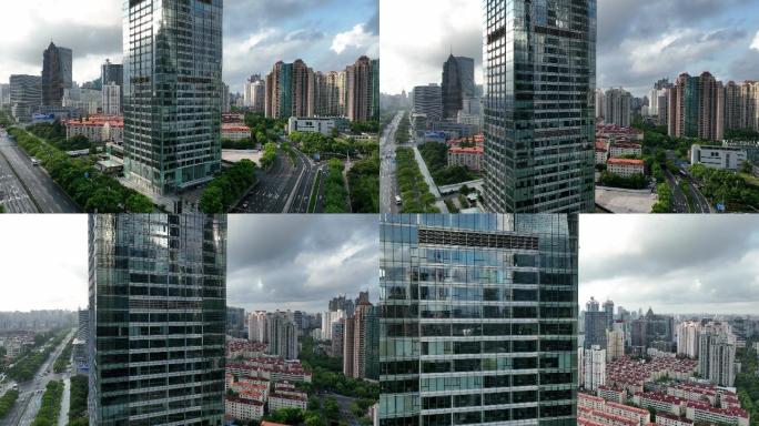 4K原素材-航拍上海二十一世纪中心大厦