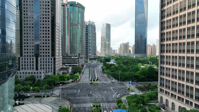 4K原素材-航拍上海浦东新区陆家嘴环路