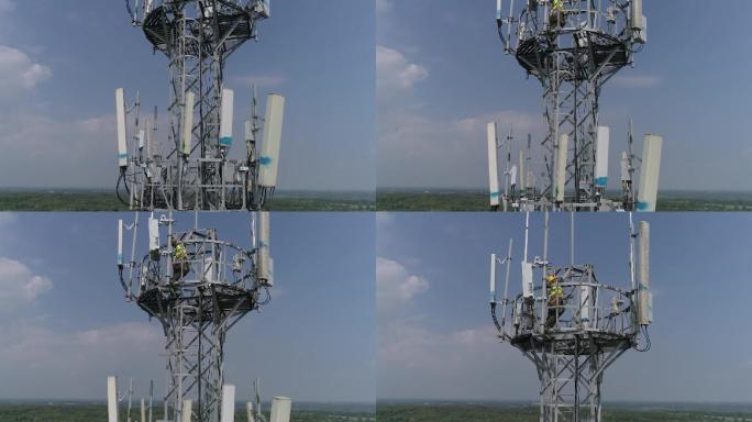 基站航拍维修检修安装信号发射塔 城市5g
