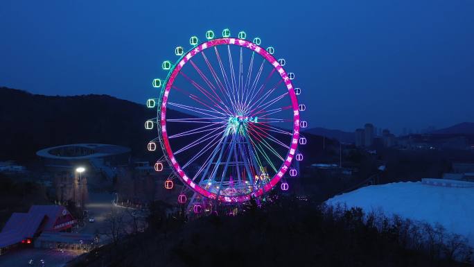 大连森林动物园夜景航拍