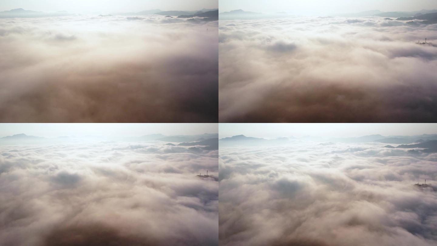 壮观云海云雾航拍直上云霄