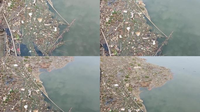 河水大河垃圾污染成灾垃圾河水水面污染垃圾