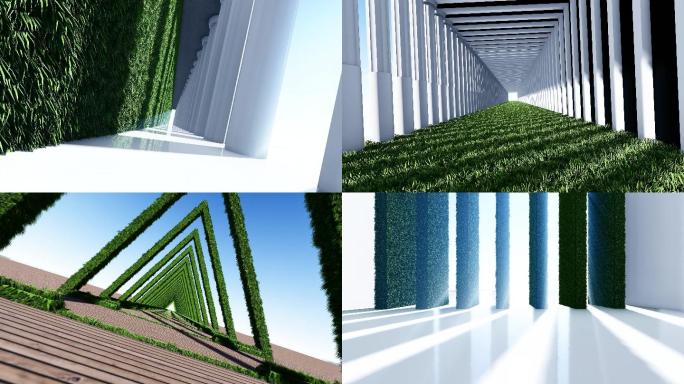 4K抽象绿色建筑光影艺术合集