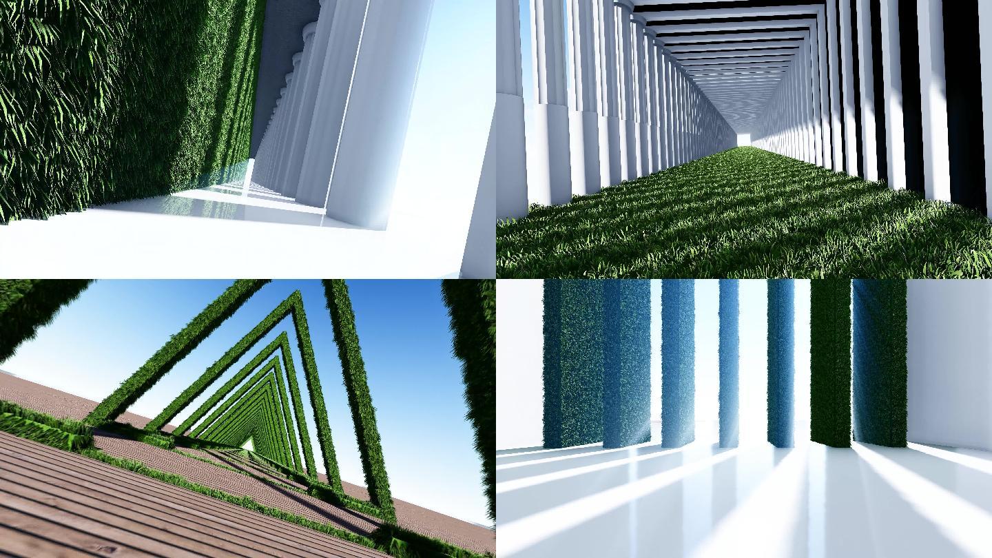 4K抽象绿色建筑光影艺术合集