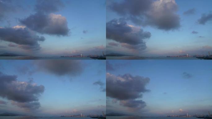 清晨深圳红树林海面天空云景