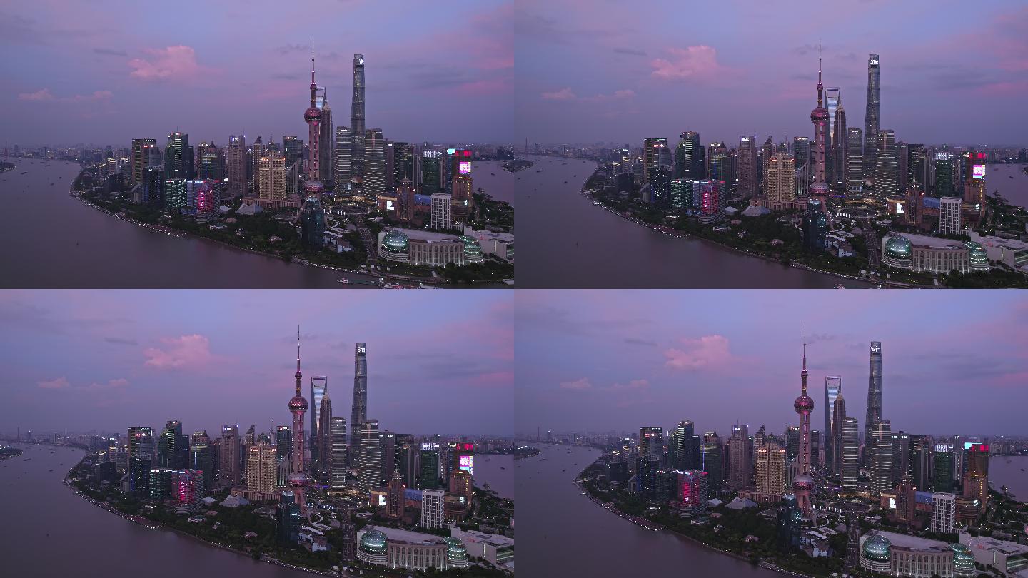 4K上海航拍陆家嘴夜景