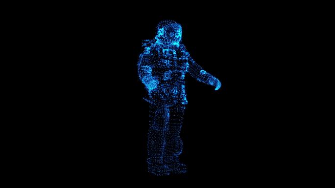 4K蓝色全息粒子科技宇航员循环带通道