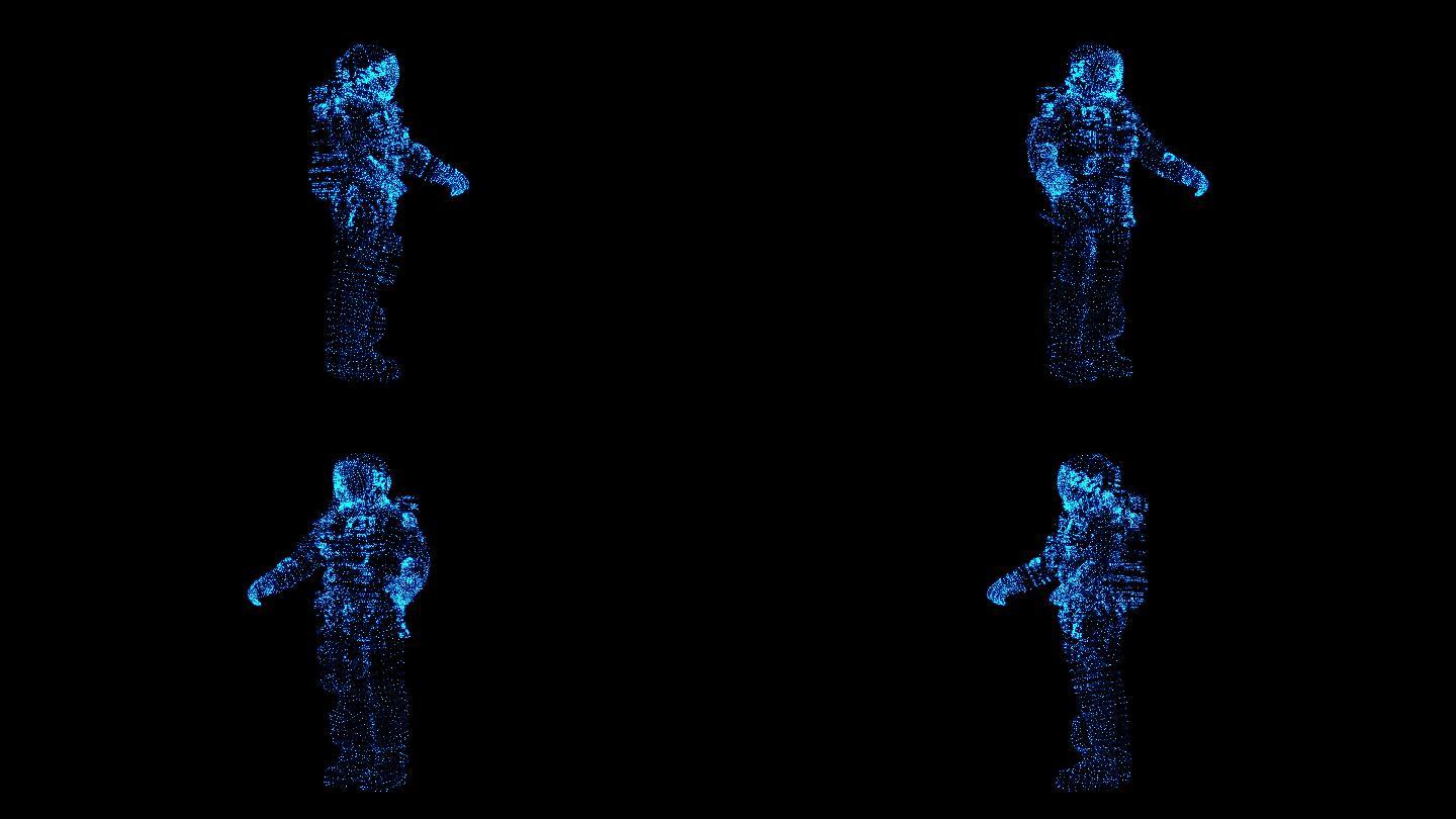 4K蓝色全息粒子科技宇航员循环带通道