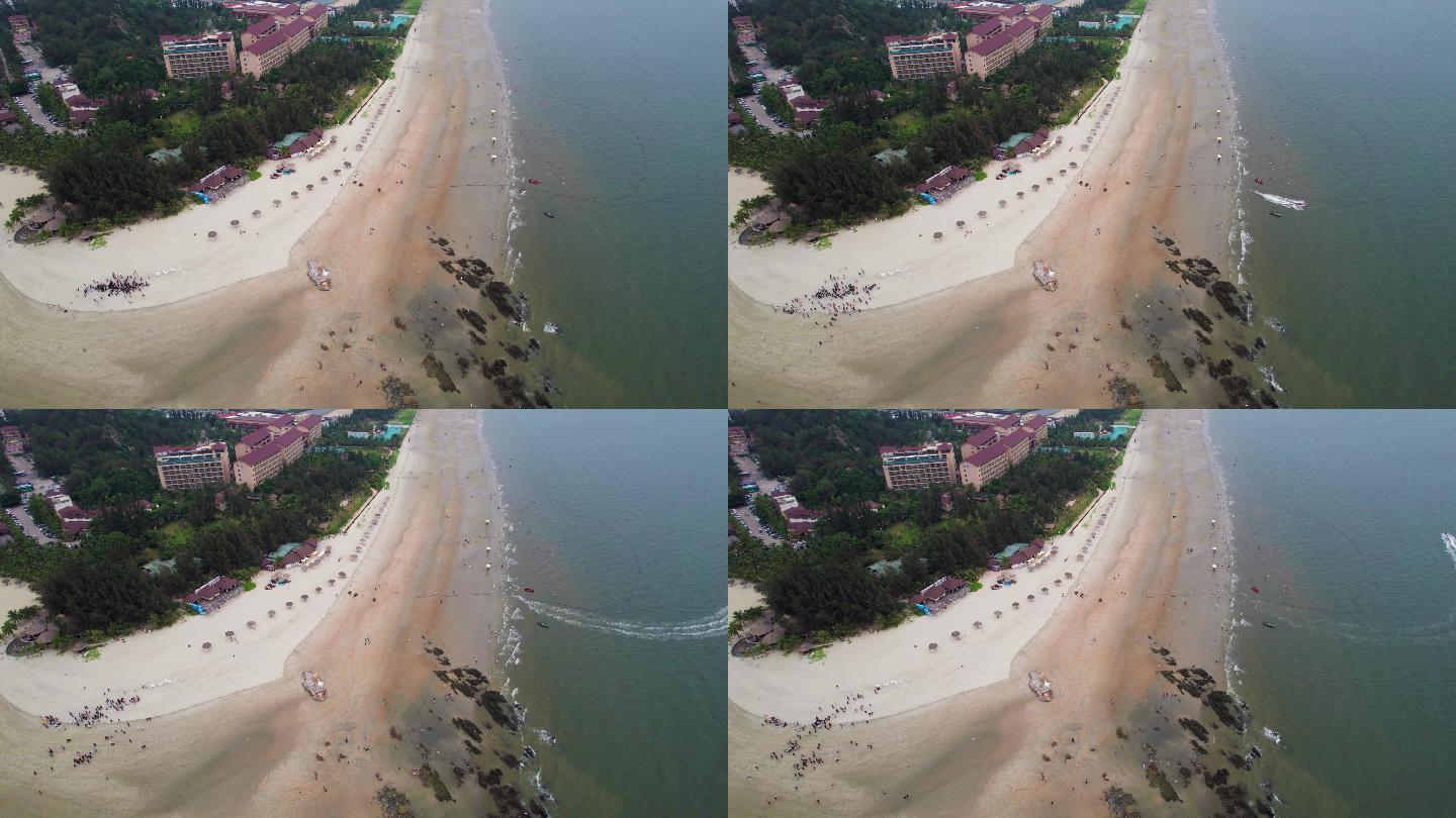 无人机固定视角航拍水东电白浪漫海岸