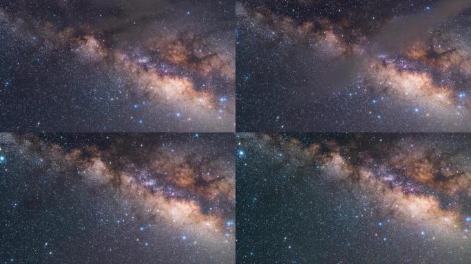 4K银河中心星空夜空宇宙星系运动素材