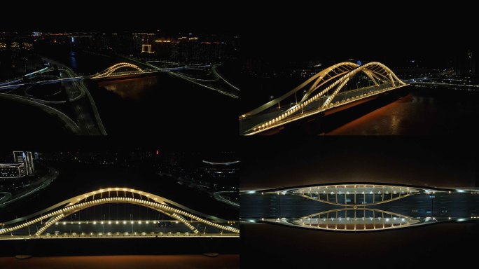 2022兰州疫情深安黄河大桥夜景4K航拍
