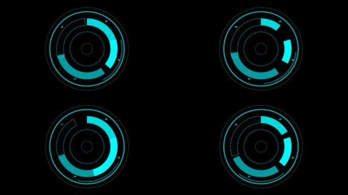4K蓝色科技圆圈雷达元素