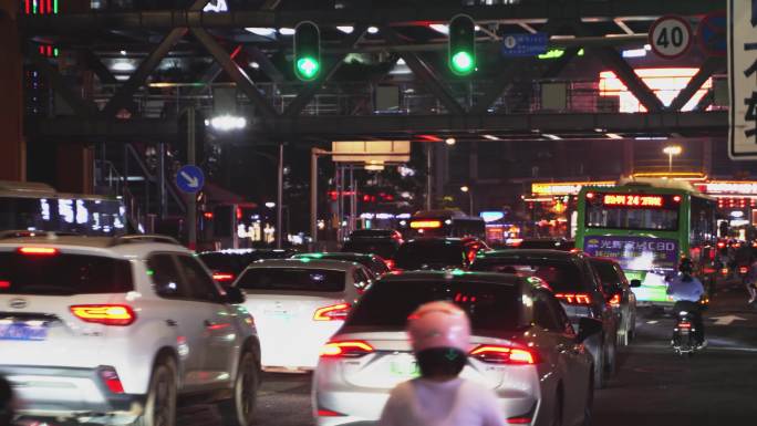 【4K超清】城市夜景车流繁华街道人流穿梭