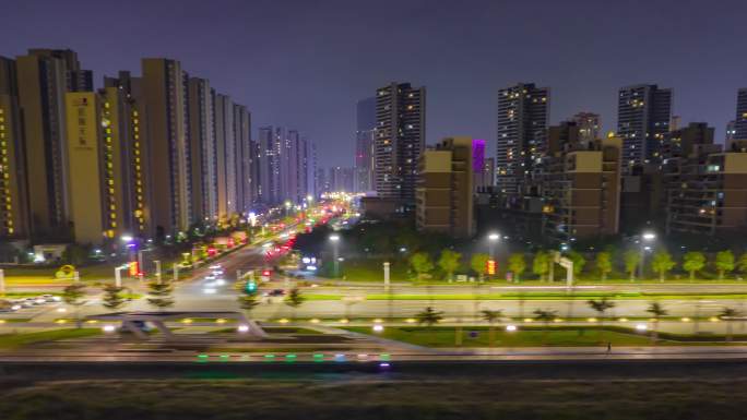 金湾航空城车流夜景