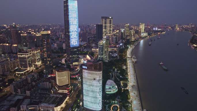 4K上海航拍陆家嘴夜景