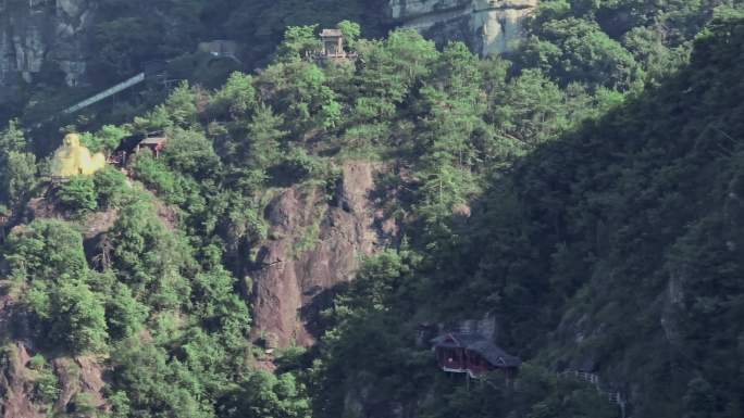 杭州建德大慈岩景区江南悬空寺航拍素材1