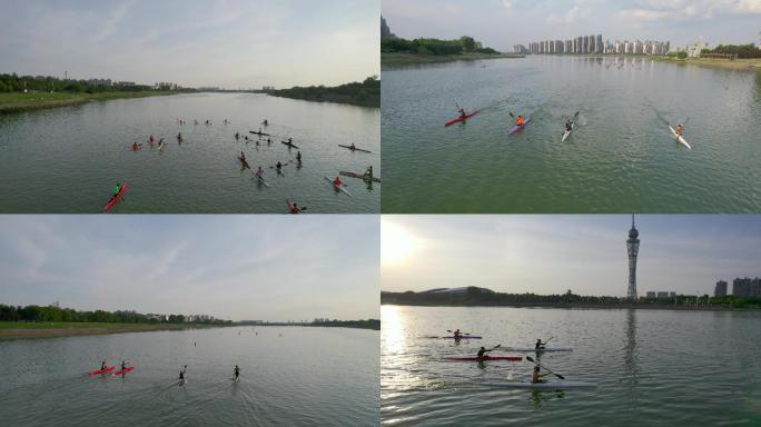 【合集】航拍水上运动皮划艇训练安徽六安
