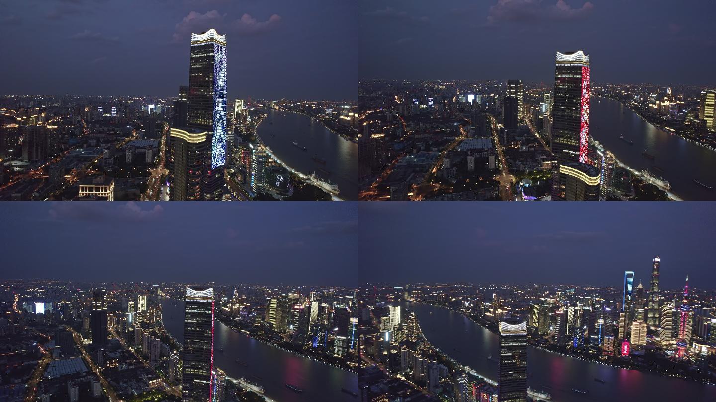 4K上海航拍陆家嘴夜景