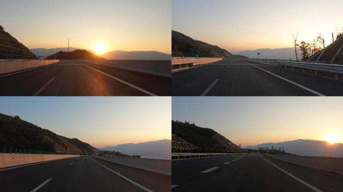 黄昏日落高速公路