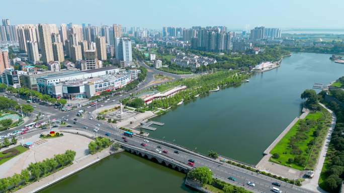 湖北省荆州市城市风光4K高清视频航拍