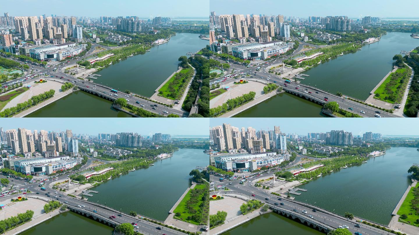 湖北省荆州市城市风光4K高清视频航拍