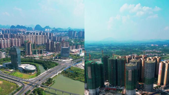 竖拍航拍临桂城市交通房地产2022新