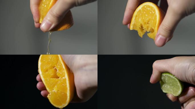 手挤橙子挤柠檬